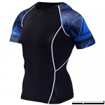 PKAWAY Mens Black Short Sleeve Compression Shirt Blue Sleeve Sports T Shirt  B07NKB89ZC